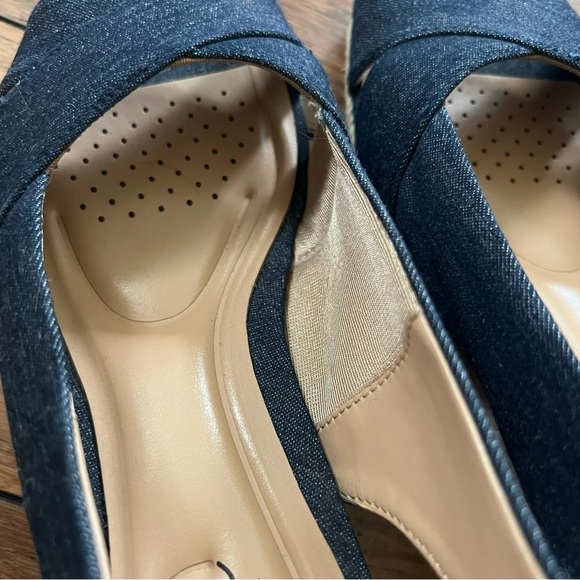 Abella Denim Open Toe Wedge Sandals Espadrille Comfort Size 8.5 Coastal Beachy - Picture 5 of 10